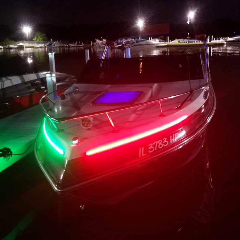 Marine Sport Lighting Bow Light Fit Marine Bow 48in LED Strip Starboard and Port sidelight Nav kit (4FT) MSL4FTSL