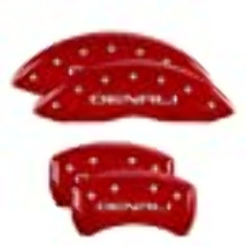 MGP 34218SDNLRD Caliper Covers Red Powder Coat Finish, Silver Characters, Set of 4