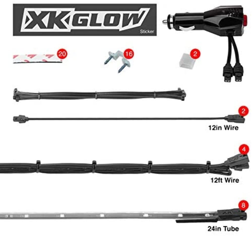 Light Blue XKGLOW XK041002-AB - 8x24 Tube Single Color Underglow LED Accent Light Car/Truck Kit