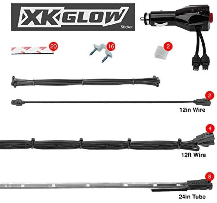 Light Blue XKGLOW XK041002-AB - 8x24 Tube Single Color Underglow LED Accent Light Car/Truck Kit