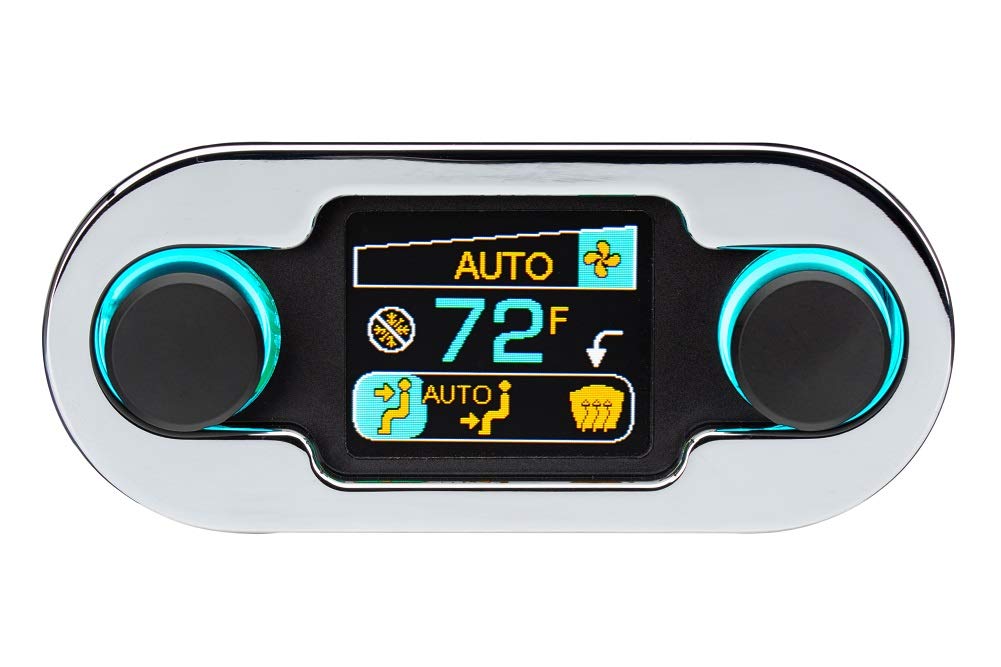 Dakota Digital Climate Control DCC - Vintage Air Gen IV 2-Knob, HDX-Style, Chrome, Black Alloy - Compatible with Most Vehicles