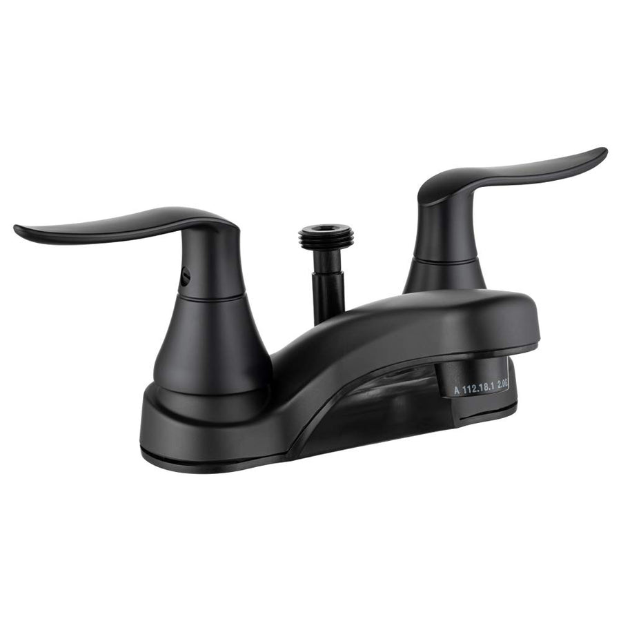 Dura Faucet RV Bathroom Faucet DF-PL720LH-MB with Winged Levers and Shower Hose Diverter (Matte Black)