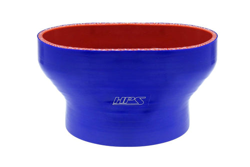 HPS 4-ply Blue Polyester Reinforced Silicone Oval to Round Coupler Hose 4" Compatible for 2007-2014 Ford Mustang Shelby GT500 60mm throttle body., FOH-60-400-BLUE