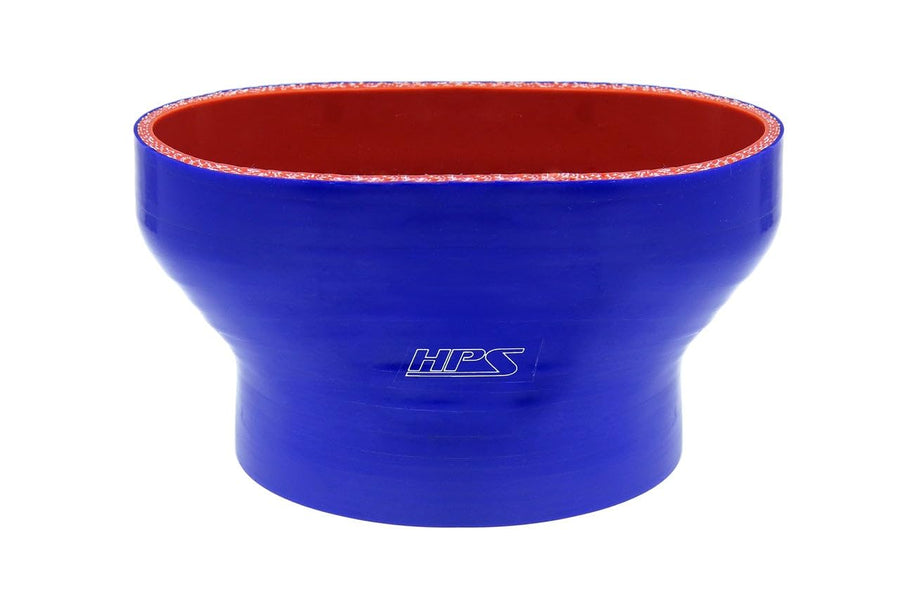 HPS 4-ply Blue Polyester Reinforced Silicone Oval to Round Coupler Hose 3-1/2" Compatible for 2007-2014 Ford Mustang Shelby GT500 60mm throttle body., FOH-60-350-BLUE