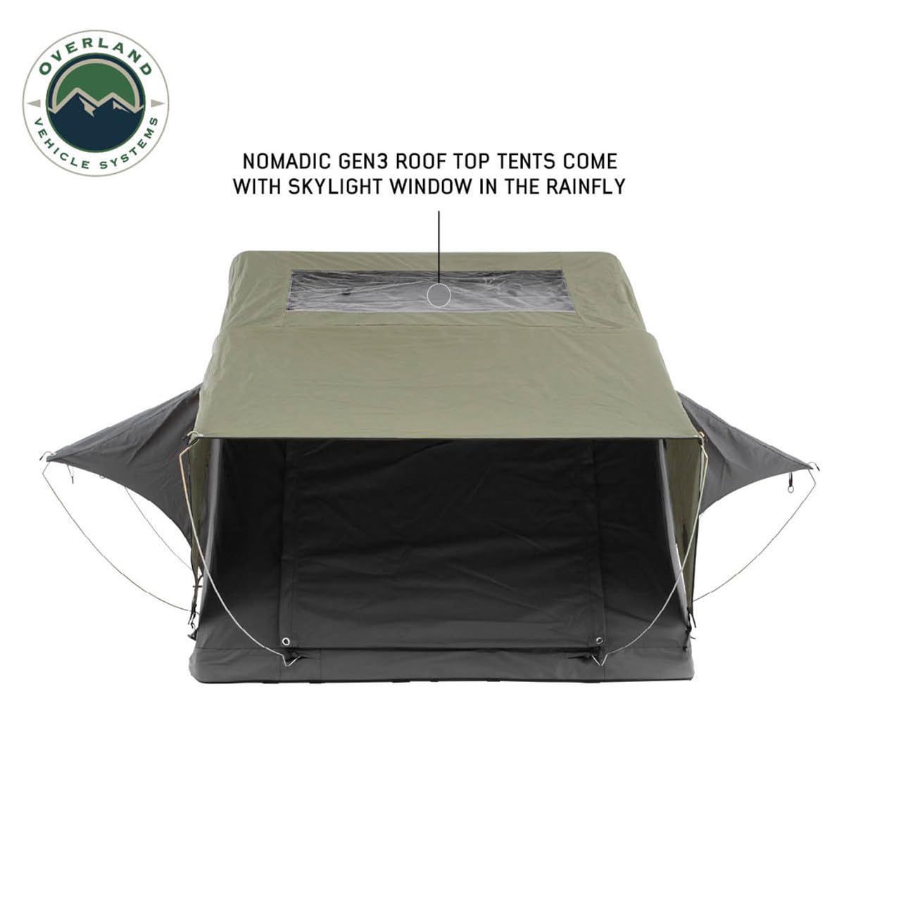 HD Nomadic N3E - Overland Vehicle Systems - Soft Sided Roof Top Tent, 3 Person, Grey Body & Green Rainfly