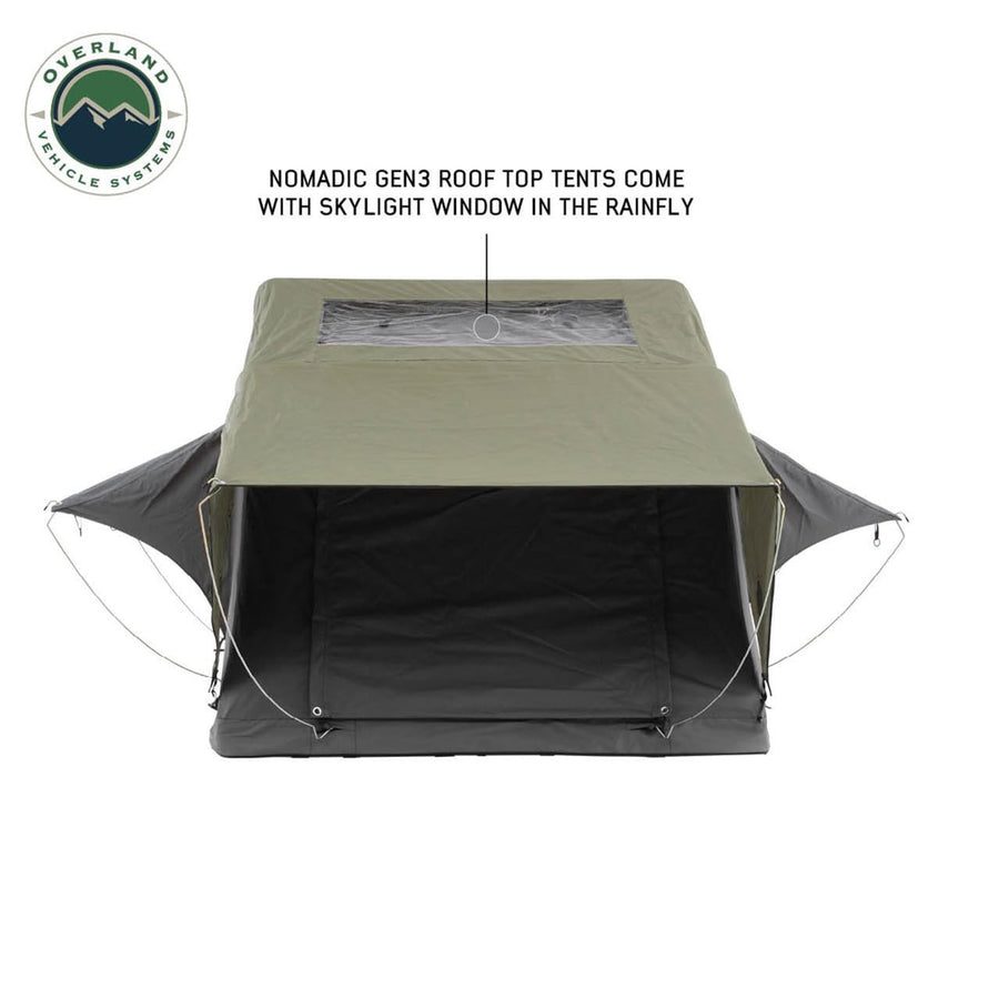 HD Nomadic N3E - Overland Vehicle Systems - Soft Sided Roof Top Tent, 3 Person, Grey Body & Green Rainfly