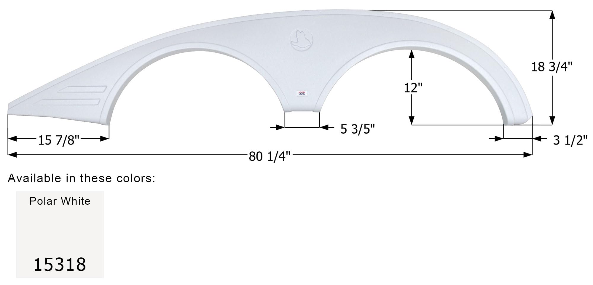Tandem Axle Fender Skirt ICON 15318 FS5318 for Jayco - Polar White (RH)