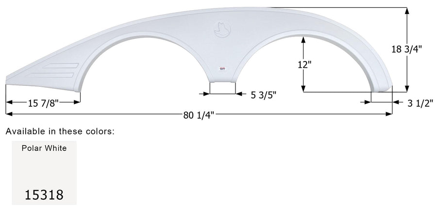 Tandem Axle Fender Skirt ICON 15318 FS5318 for Jayco - Polar White (RH)