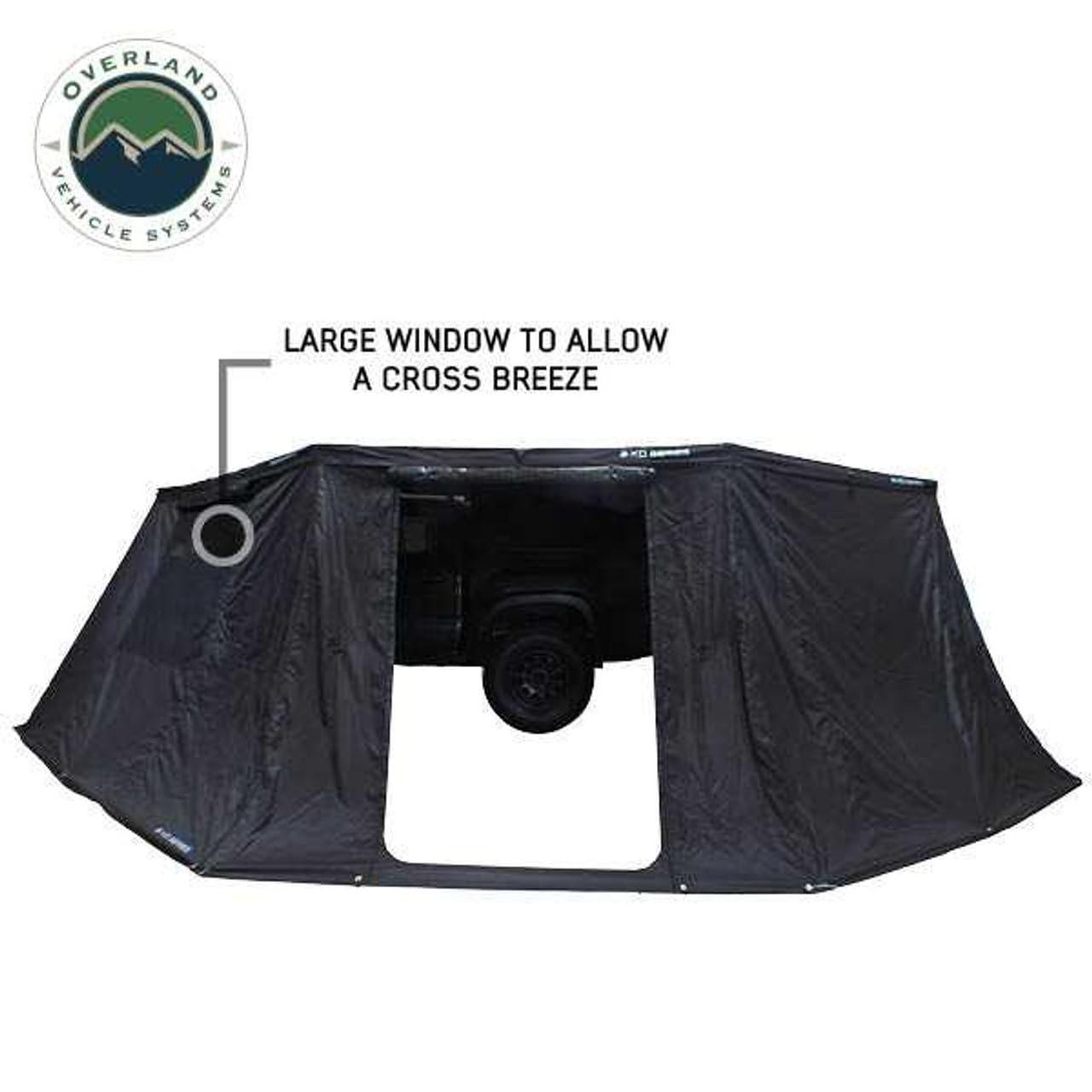 XD Nomadic 270 - Overland Vehicle Systems Awning Wall 3 W/Black Out, Driver Side, Grey Hex, Black Trim W/Storage Bag