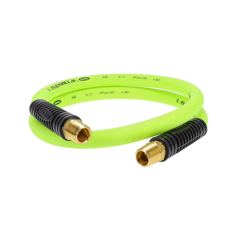 Flexzilla HFZ1204YW4S Air Hose Swivel Whip 4 Ft | 1/2" MNPT Swivel x 1/2 in" MNPT Ends | Extreme All Weather Flexibility | Lightweight