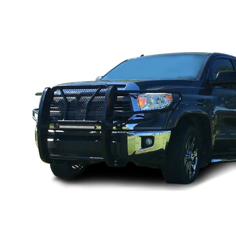 Heavy Duty Black Horse RUGGED Grille Brush Bumper Guard Modular Come with 20" Double Row LED Light Compatible with 2007-2020 Toyota Tundra|2008-2022 Toyota Sequoia-RU-TOTU07-B-KIT