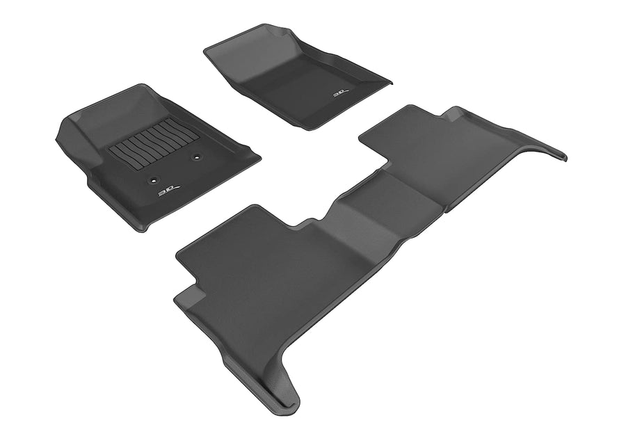3D MAXpider-L1GM01801509 Floor Mats All-Weather Compatible with GMC Canyon Crew Cab 2015-2021 Custom Fit Car Floor Liners, Kagu Series (1st & 2nd Row, Black)