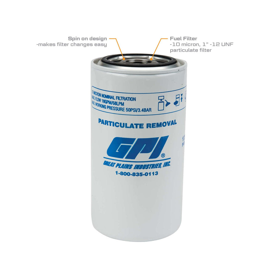 Particulate Filter GPI P-18-10-1, 18 GPM (67L/min), 10 Micron, 1-12 UNF (GPI Genuine Accessory 129300-01)
