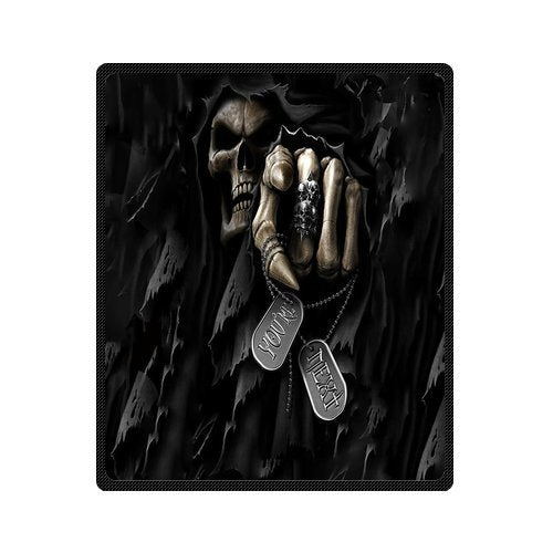 Daniellestore Custom Fleece Blankets Dark Design gothic next death Blanket Fashion Warm Cozy Soft Sofa Bed Throws Blanket 50x60 Inches
