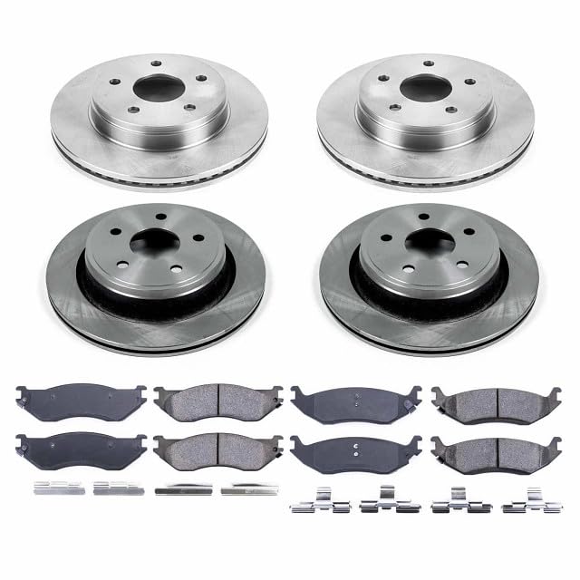 POWERSTOP Autospecialty KOE2166 Front and Rear Replacement Brake Kit-OE Brake Rotors & Ceramic Brake Pads For Dodge Durango 2004-2006, Dodge Ram 1500 2002 [Model Specific]