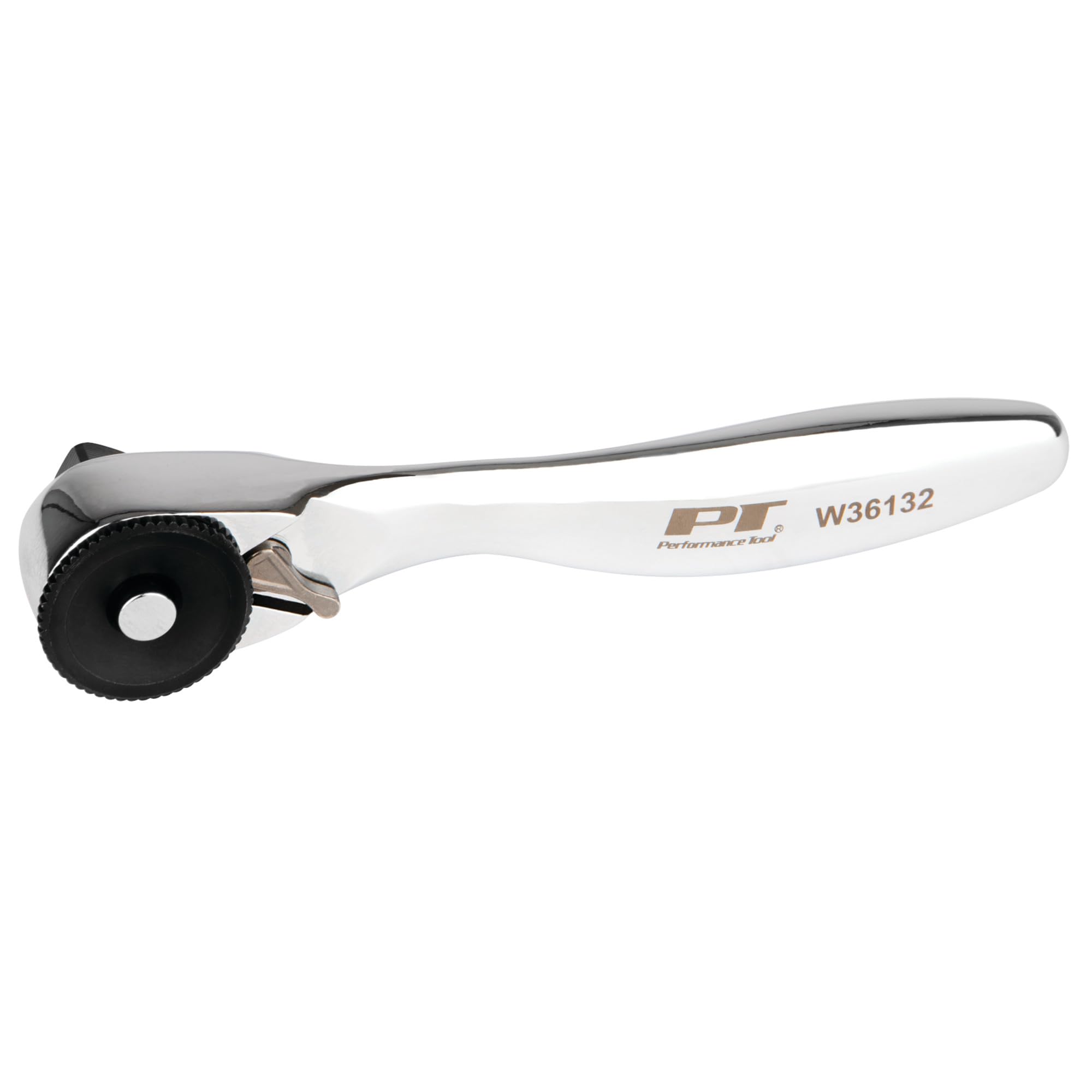 W36132 Performance Tool 3-1/2-Inch Low Profile Ratchet with 90 Teeth and Knurled Thumbwheel, Chrome Vanadium Steel, Corrosion Resistant