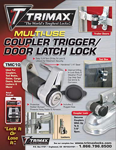 2- T3'S Trimax - 5/8" Reciever & (1) Tmc10 Span Coupler Lock, with Flat Keys TMC3310, Clam Packaging