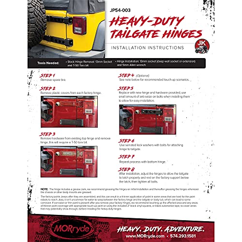JP54003 MOR/RYDE HEAVY DUTY HINGE-JK MODEL