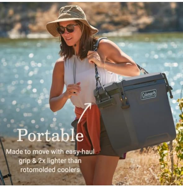 Coleman 28 Quart Convoy Series Lightweight Portable Cooler with Nonslip Grip Reflective Rope Handles for Long Haul Outdoor Adventures, Dark Storm
