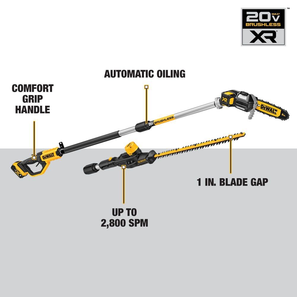 DEWALT 20V MAX* Cordless Pole Saw and Pole Hedge Trimmer Combo Kit DCKO86M1