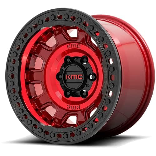 Kmc Km236 Beadlock Tank Wheel 17x9 5x127 Candy Red -15mm - FREE T-SHIRT INCLUDED!
