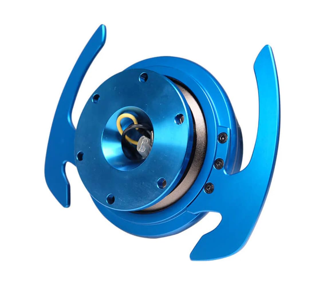 NRG Innovations GEN 4.0 NRG-SRK-700BL Steering Wheel Quick Release Kit Adapter, 6x70 and 6x74mm Bolt Patterns, Black Body/Blue Ring With Handles