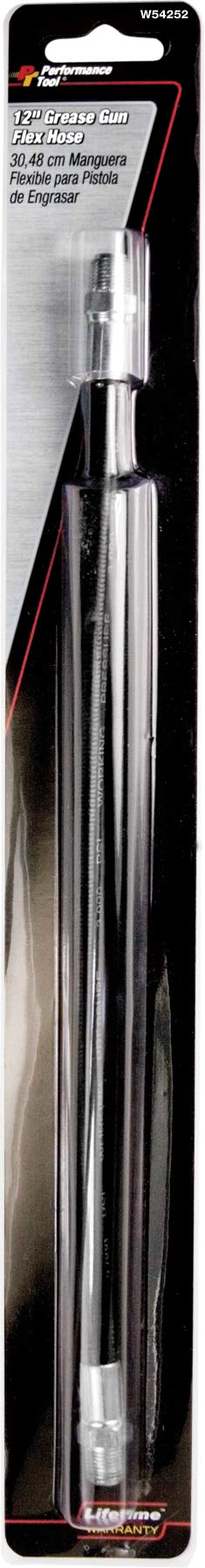 12-Inch Performance Tool W54252 Heavy Duty Flex Grease Gun Hose Extension, 8,000 Working PSI (1/8-Inch NPT)