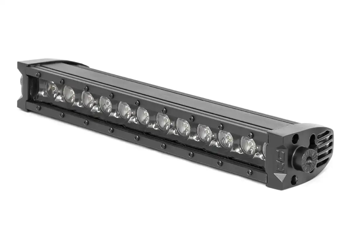 12" Rough Country LED Light Bar with Amber DRL - 60W, 4,800 Lumens, Spot Focus Beam, Waterproof Off-Road Lighting for UTV, ATV, Jeeps, Truck