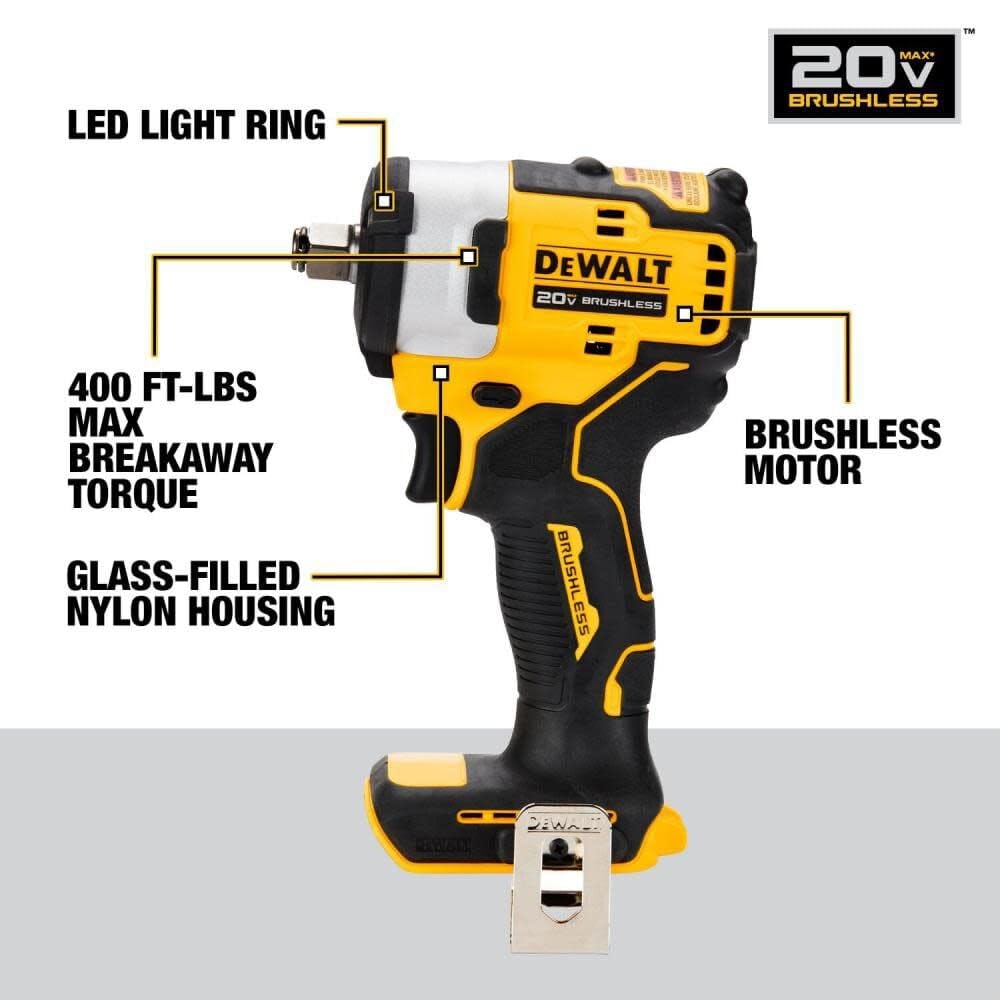 20V MAX* DEWALT DCF911B 1/2" Impact Wrench with Hog Ring Anvil (Tool Only)