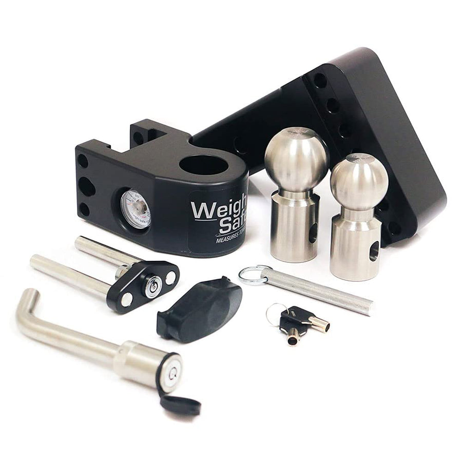 Weigh Safe 4" Drop Hitch WS425KACERBLA, 2.5" Receiver - Adjustable Aluminum Trailer Hitch Ball Mount w/Built-in Scale, 2 Stainless Steel Balls (2"&2-5/16") Keyed Alike Lock Hitch Pin Black CERAKOTE