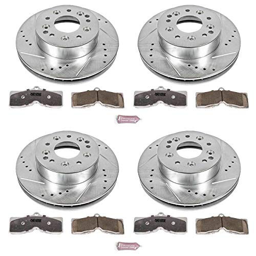 Power Stop K2769-26 Z26 Carbon Fiber Brake Pads Front and Rear with Drilled & Slotted Brake Rotors Kit For Chevrolet Camaro 1969 [Model Specific]