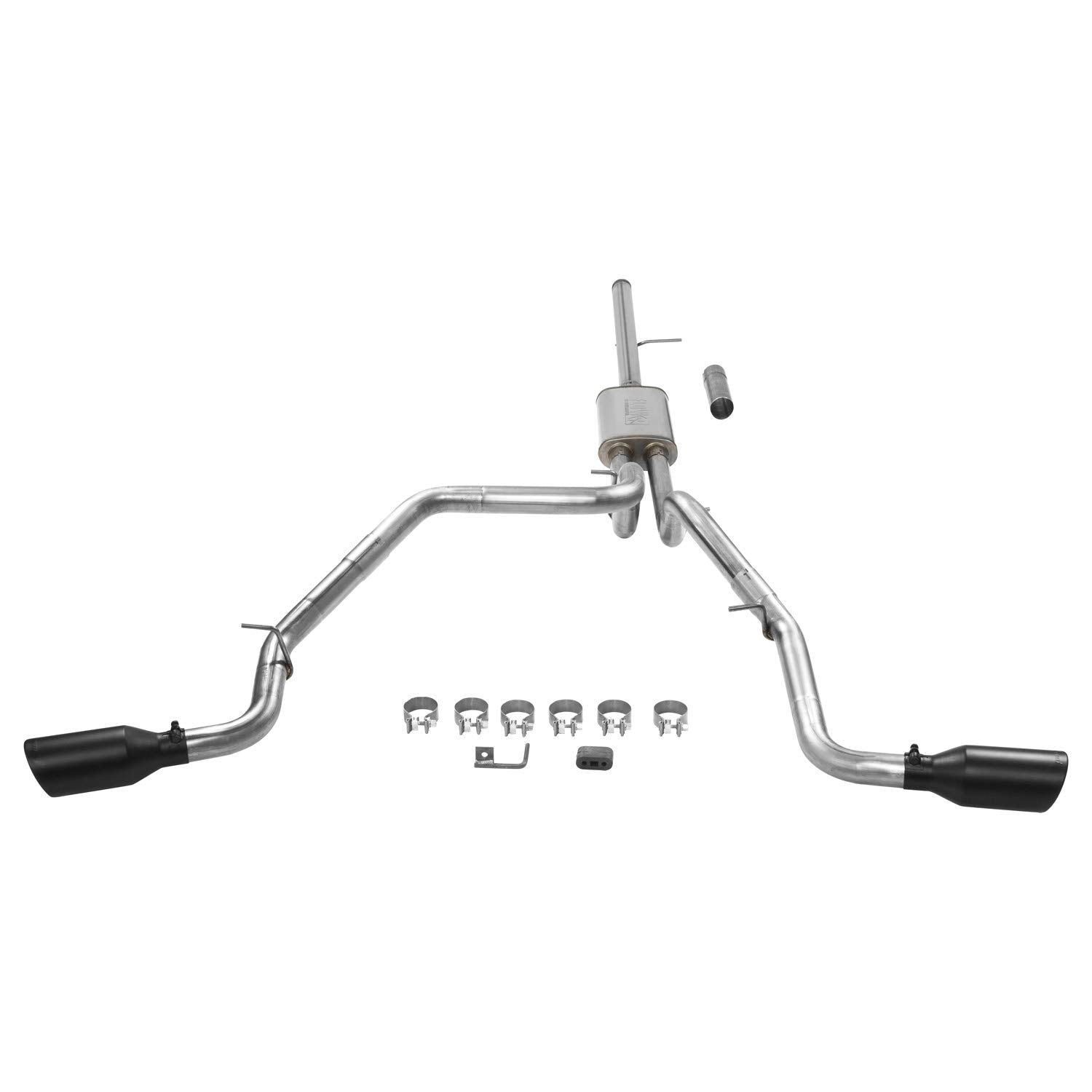 Flowmaster 717893 Cat-Back FlowFX Exhaust Kit Dual Side Exit 2.5 Inch 409 Stainless Steel 4.5 Inch Black Ceramic Tips Compatible with 2019-2024 Chevy Silverado GMC Sierra 1500 Crew Double Cab 5.3L