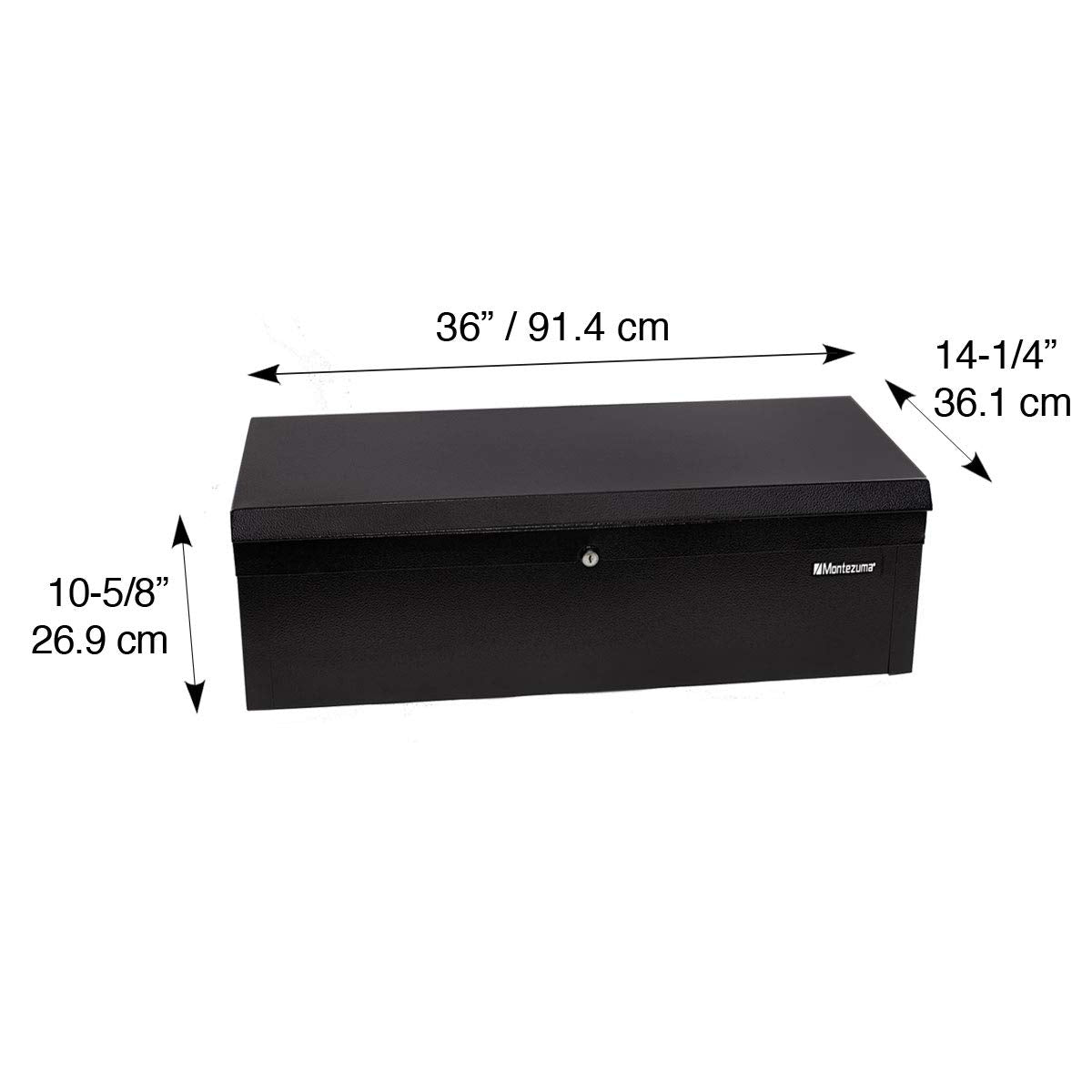 36" Montezuma Steel Portable and Lockable Tool Storage Utility Box with Handles, Black