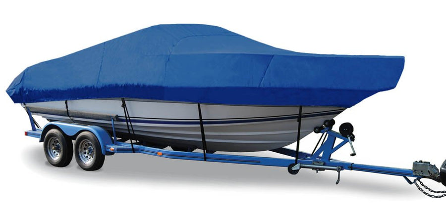 Semi-Custom Trailerite Boat Cover for Walk-Around Cuddy Cabin Boats with Inboard/Outboard Motor, Pacific Blue (23'5" - 24'4" CL x 102" B)