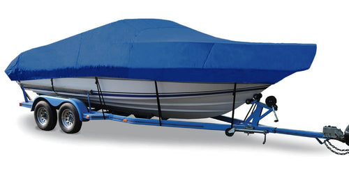 Semi-Custom Trailerite Boat Cover for Walk-Around Cuddy Cabin Boats with Inboard/Outboard Motor, Pacific Blue (24'5" - 25'4" CL x 102" B)