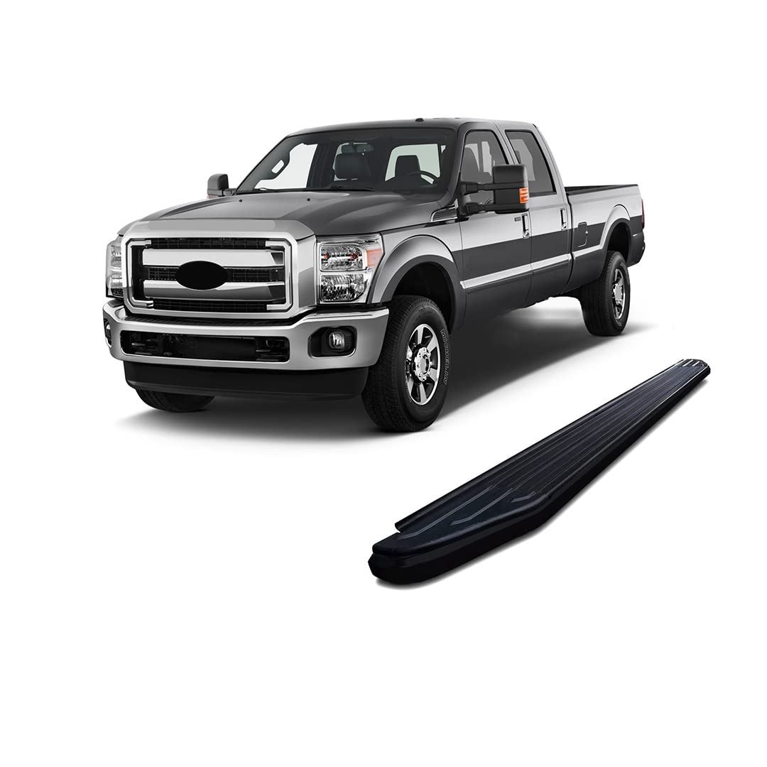 Peerless Black Horse Running Boards Compatible with 1999-2016 Ford F-550 Super Duty|1999-2016 Ford F-450 Super Duty|1999-2016 Ford F-350 Super Duty|1999-2016 Ford F-250 Super Duty-PR-F491BK