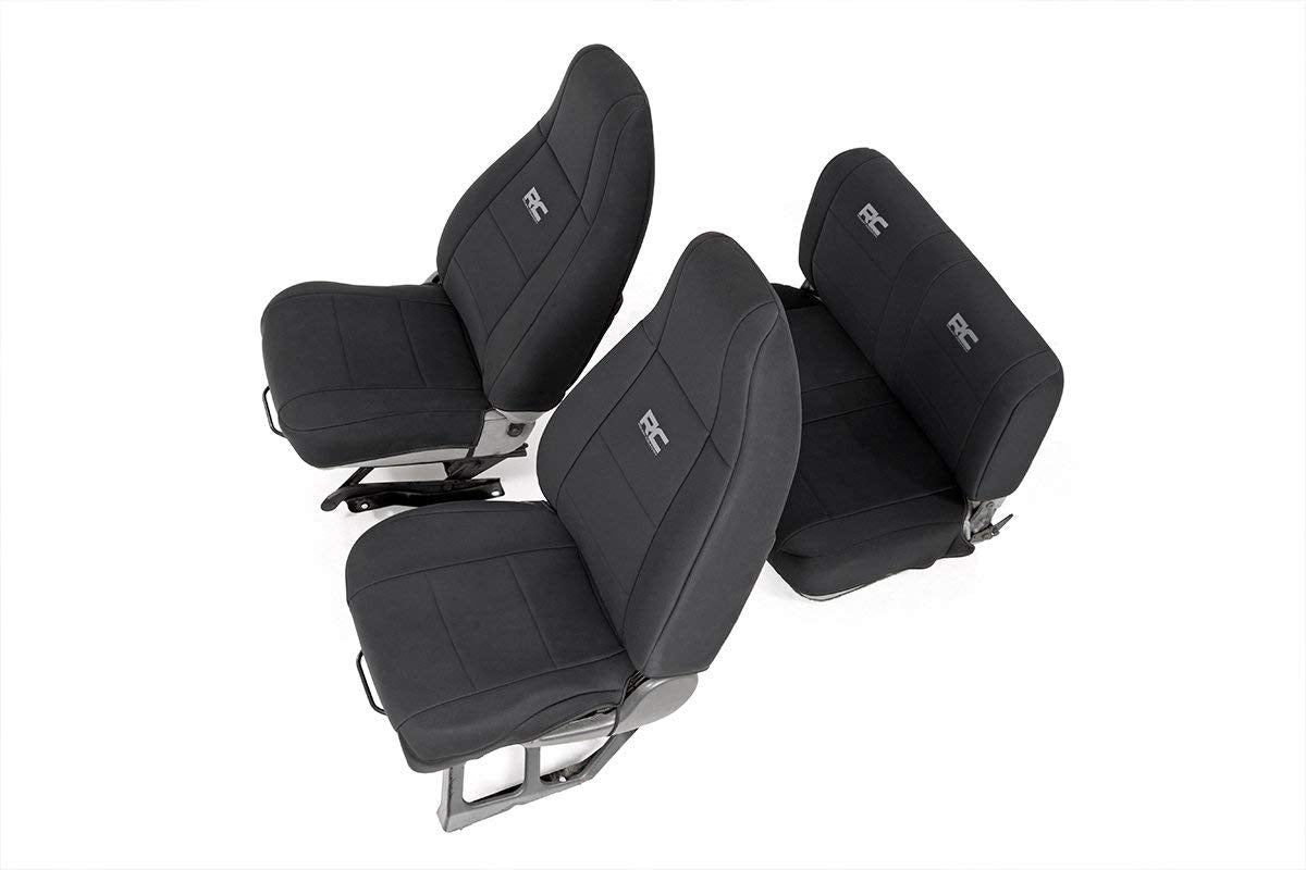 Rough Country Seat Covers Neoprene for Jeep Wrangler YJ (1991-1995) - Waterproof & UV Resistant, Foam Padded, Front & Rear Seat Cover Set