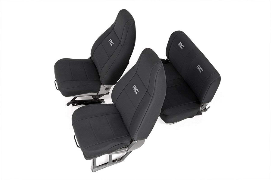 Rough Country Seat Covers Neoprene for Jeep Wrangler YJ (1991-1995) - Waterproof & UV Resistant, Foam Padded, Front & Rear Seat Cover Set