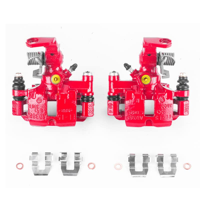 Rear Power Stop S4718 Pair of High-Temp Red Powder Coated Calipers For Buick Park Avenue, Cadillac DeVille, Cadillac Seville, Oldsmobile Aurora, Pontiac Bonneville [Model Specific]
