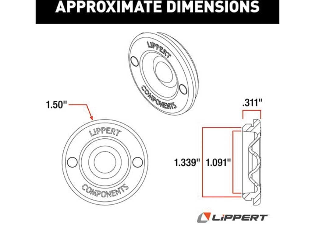 Rubber Insert Lippert 693722 for Lubed Dust Caps (Universal); 2000-8000# Axles, 10Pk