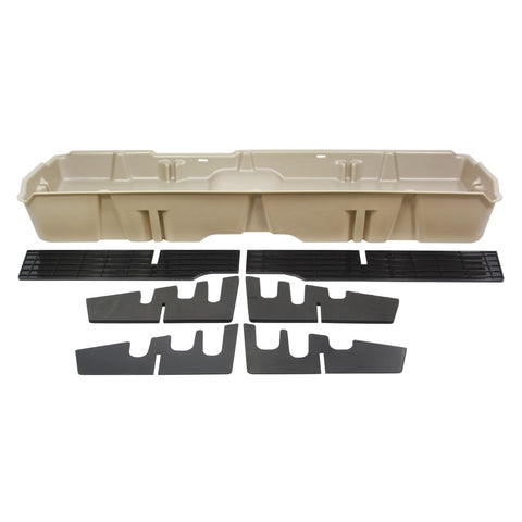 Under Seat Storage DuHa 10044 fits 2007-2013 Silverado/Sierra Crew Cab & 2007-2014 Heavy Duty Crew Cab | Tan Heavy-Duty Back Seat Organizer | Durable Construction | Includes Dividers