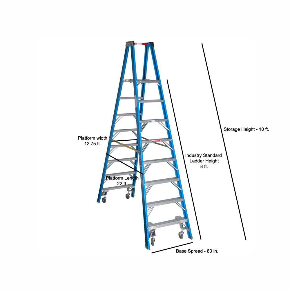 Twin Platform Ladder, Werner (PT6008-4C) Fiberglass