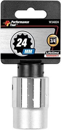 W34824 Performance Tool 3/4-Inch Drive 12-Point Standard Socket 24mm