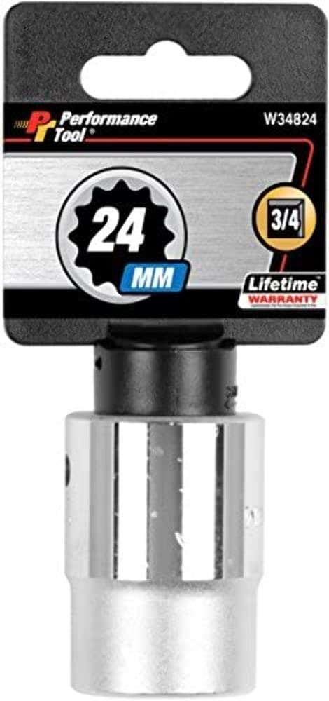 W34824 Performance Tool 3/4-Inch Drive 12-Point Standard Socket 24mm