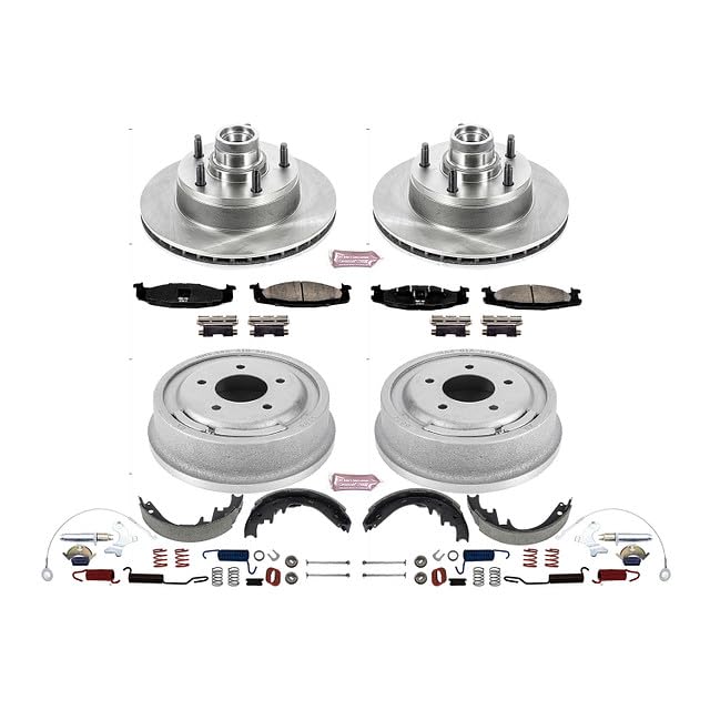 Power Stop KOE15090DK Front and Rear Replacement Brake Kit-OE Brake Drums & Ceramic Brake Pads For Ford E-150 Econoline, Club Wagon [Model Specific]