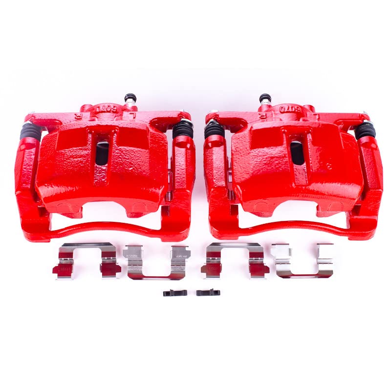 Power Stop Pair of High-Temp Red Powder Coated Front Calipers For Mazda CX-5 2013-2024 [Model Specific]