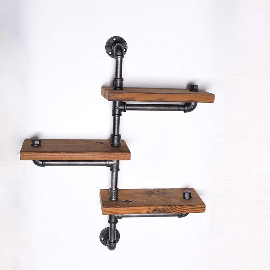 Vintage Iron YIMJ Coat Rack Water Pipe Wall Mount Art with Wood Board Shelf Vintage Bookshelf Kitchen Shelf, c