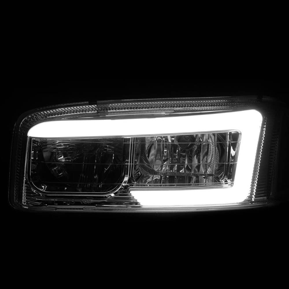 99-17 GMC Sierra/Denali ANZO Headlights Chrome Amber (w/C Light Bars)