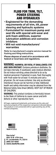 PRO STAR BRITE Star Power Trim & Tilt Fluid - Super Premium All Purpose Hydraulic Fluid for Trim Tabs, Power Tilt & Steering Systems - Anti-Wear, Anti-Foam - Outboard & Stern Drive Systems (028510)