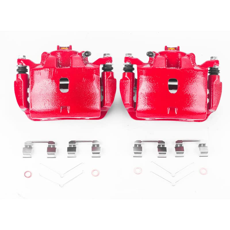 Power Stop Pair of High-Temp Red Powder Coated Front Calipers For Acura ILX 2013-2015, Honda CR-V 2005-2006, Honda Civic 2013-2015 [Model Specific]